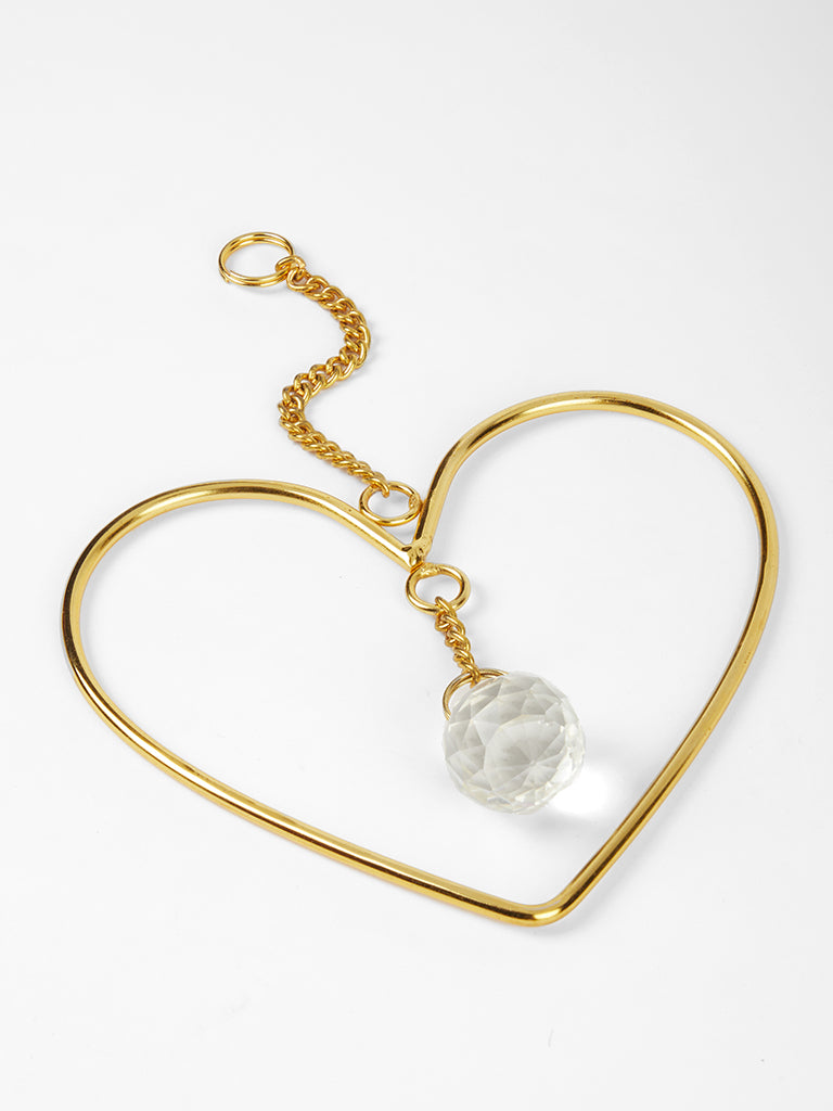 Misbu Heart Wall Hanging with Crystal in Gold