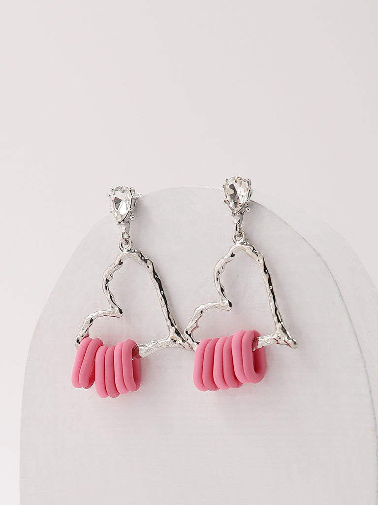 Misbu Heart Shape Pink Drop Earrings