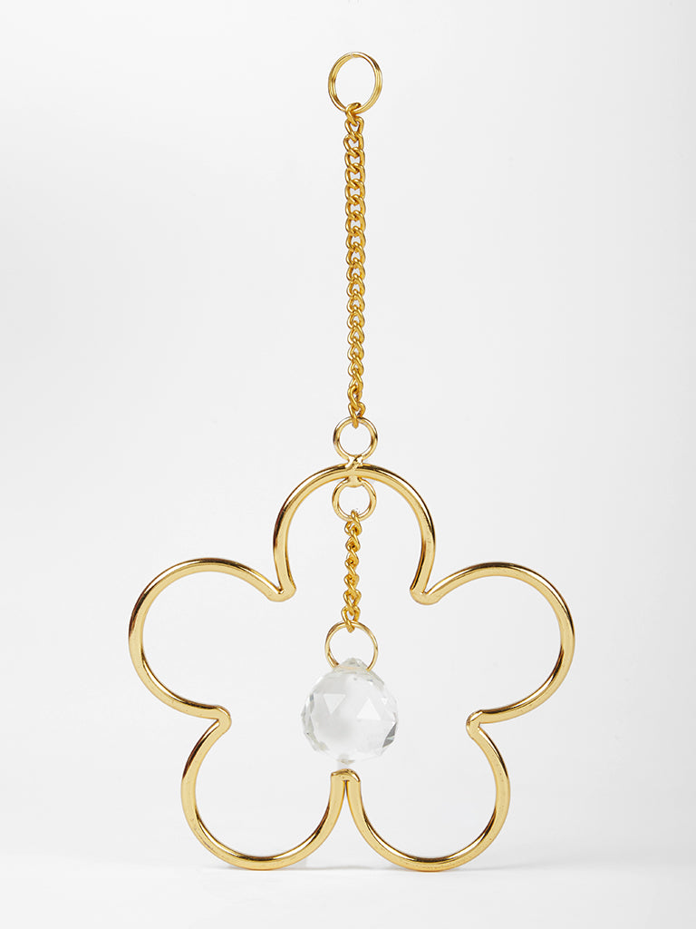 Misbu Daisy Wall Hanging with Crystal in Gold