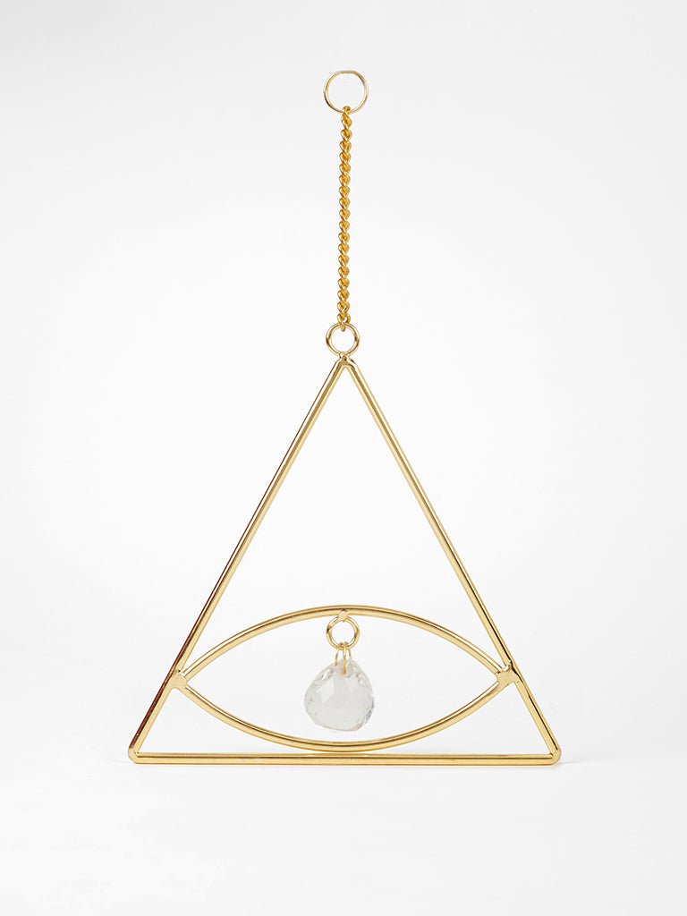 Misbu Triangle Wall Hanging with Crystal in Gold