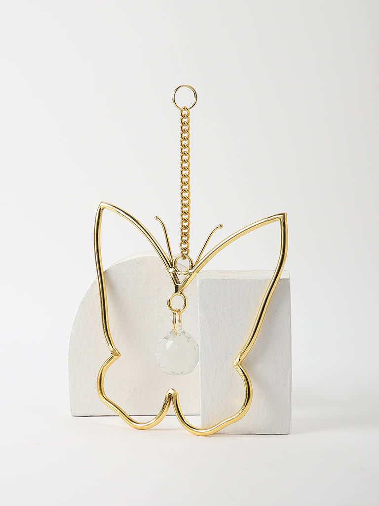 Misbu Butterfly Wall Hanging with Crystal in Gold