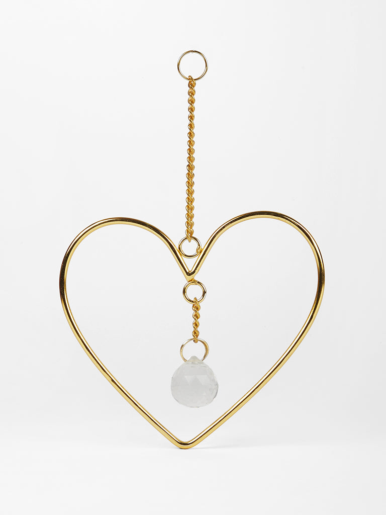 Misbu Heart Wall Hanging with Crystal in Gold