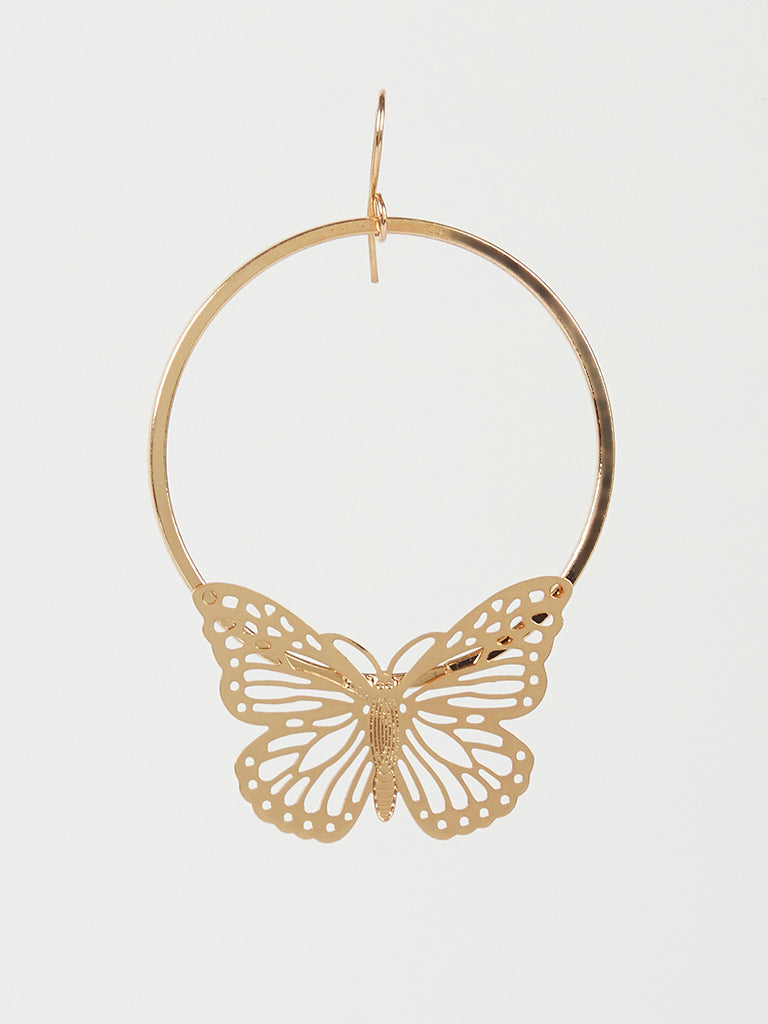 Misbu Gold Hoop with Butterfly Cut Out