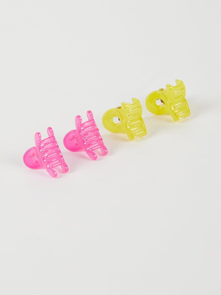 Misbu Small Butterfly Hair Clutcher in Yellow and Pink - Set of 4