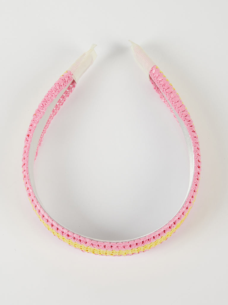 Misbu Weaved Hard Hair Band with Pink Border in Pink