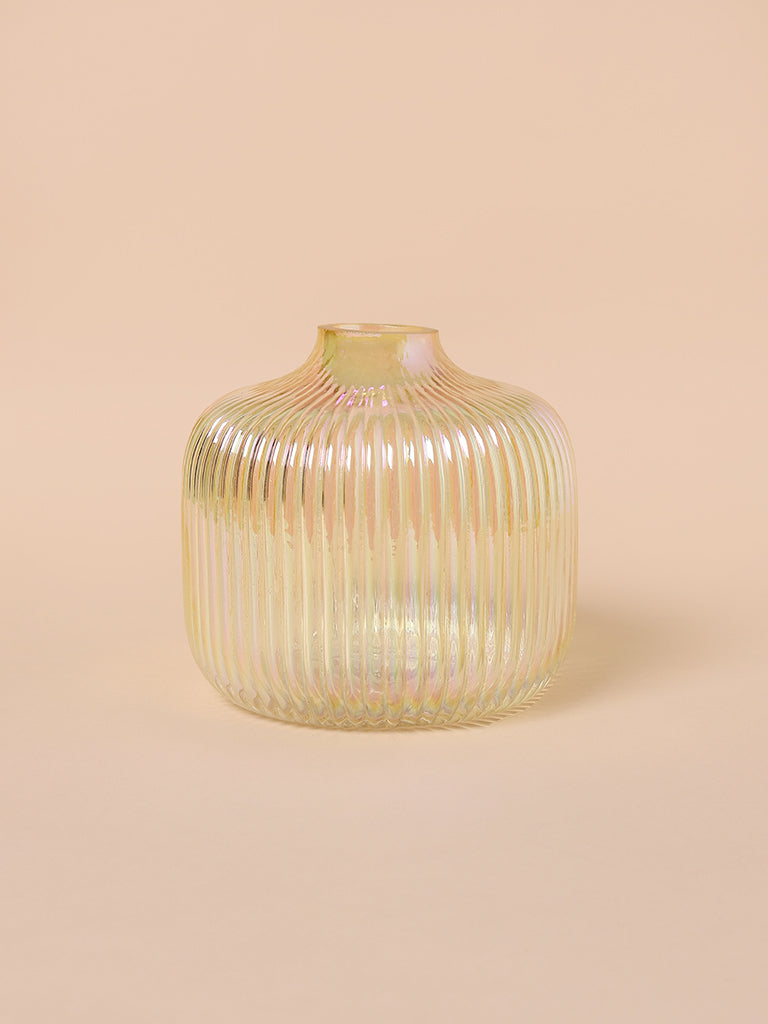 Misbu Beige Round Broad Glass Vase