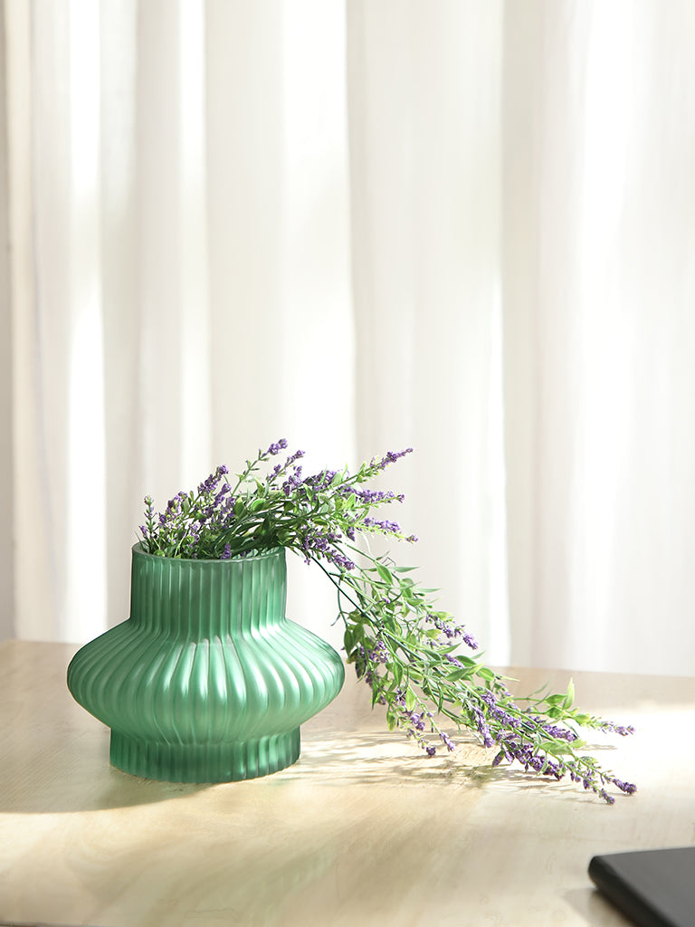 Misbu Green Round Broad Long Glass Vase
