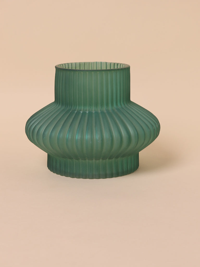 Misbu Green Round Broad Long Glass Vase