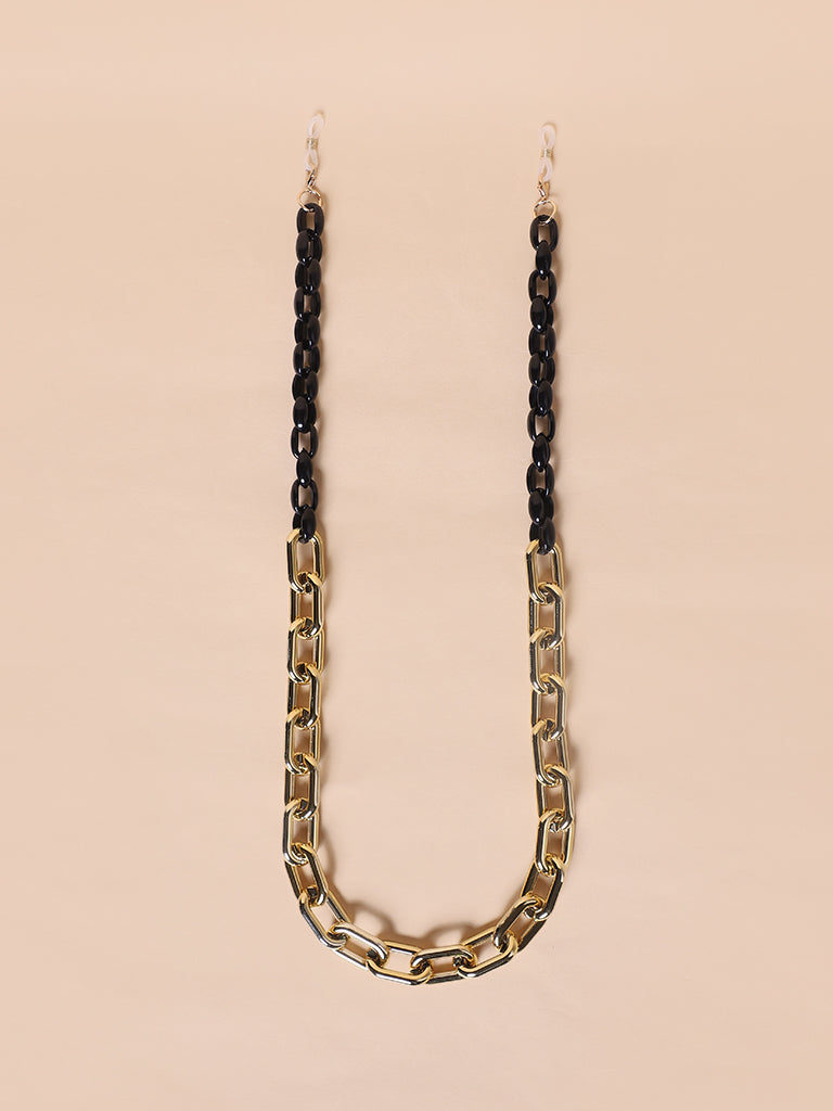 Misbeliv Gold And Black Braided Acrylic Sunglasses Chain