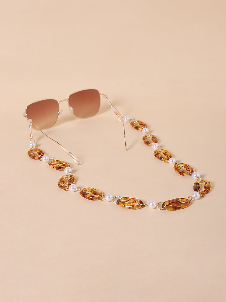 Misbeliv Pearl And Brown Acrylic Sunglasses Chain