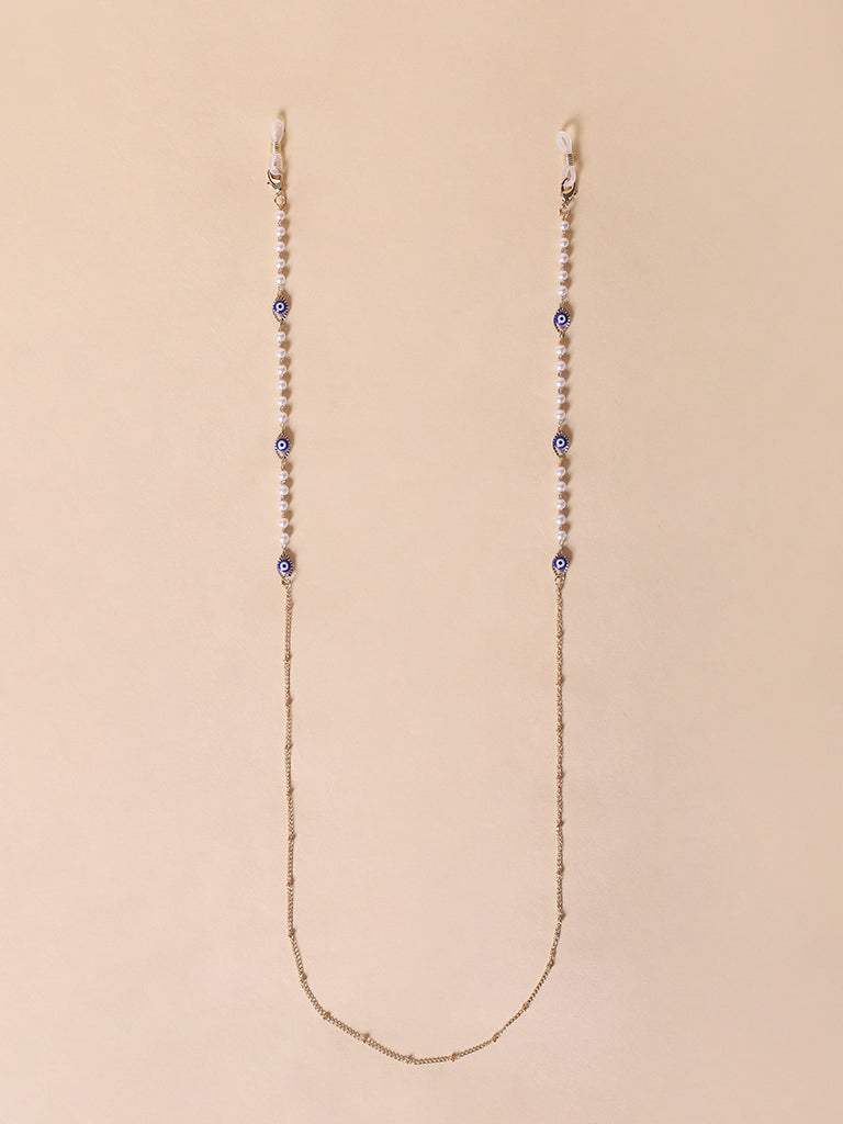 Misbeliv Pearl And Evil Eye Gold-Tone Chain