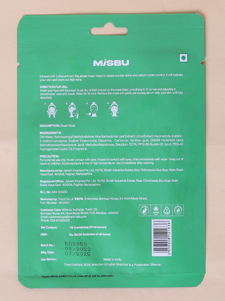 MISBU Clarify Sheet Mask - Lotus