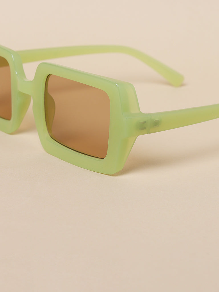 Misbu Xclusive Green Neon Rectangle Sunglasses