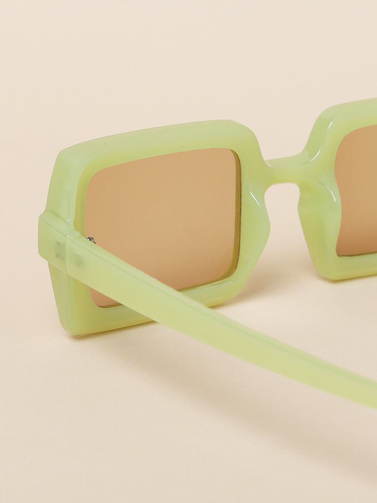 Misbu Xclusive Green Neon Rectangle Sunglasses