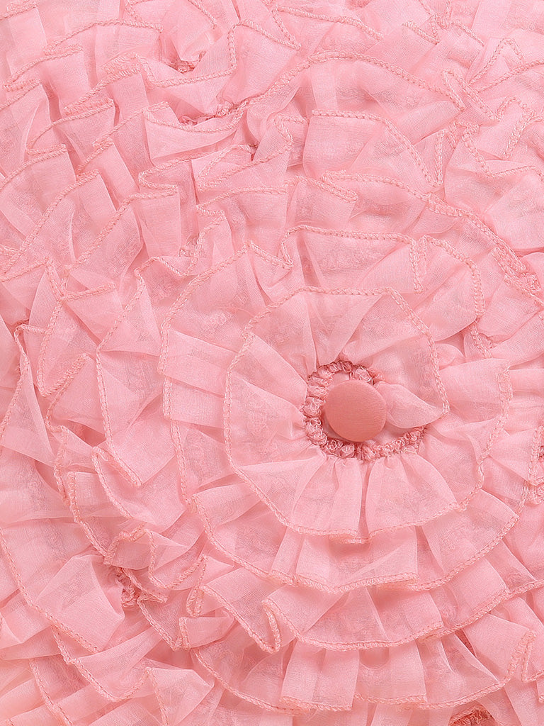 Misbu Pink Circular Ruffle Cushion