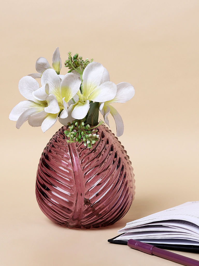 Misbu Lavender Round & Ribbed Glass Vase
