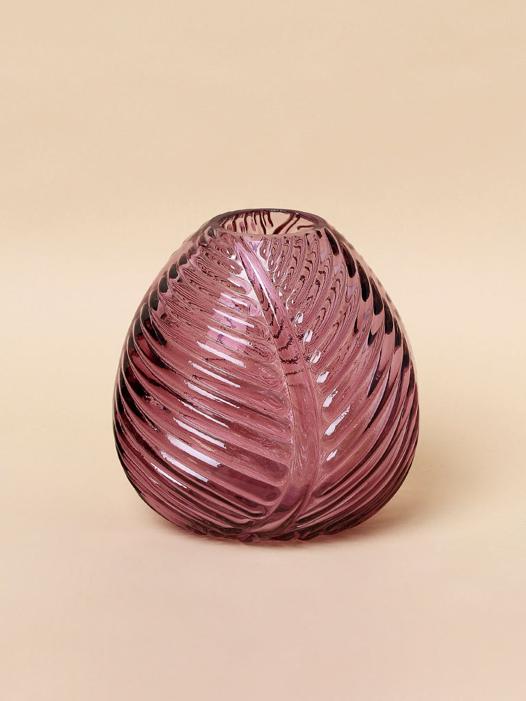 Misbu Lavender Round & Ribbed Glass Vase