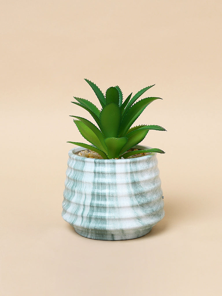 Misbu Green Marble Ribbed Artificial Plant