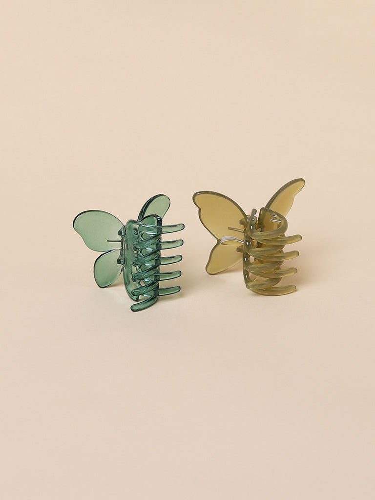 Misbu Xclusive Green Butterfly Clutcher - Set Of 2