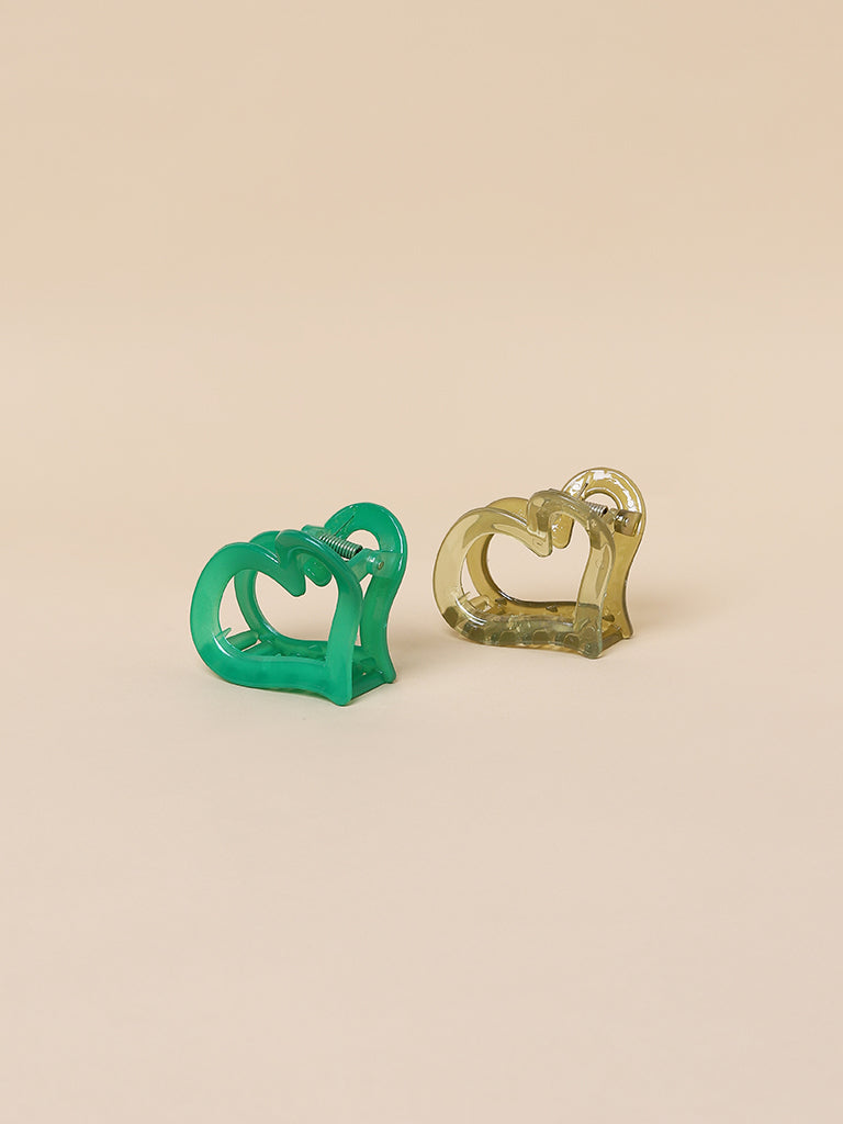 Misbu Xclusive Green Heart Shaped Clutcher - Set Of 2