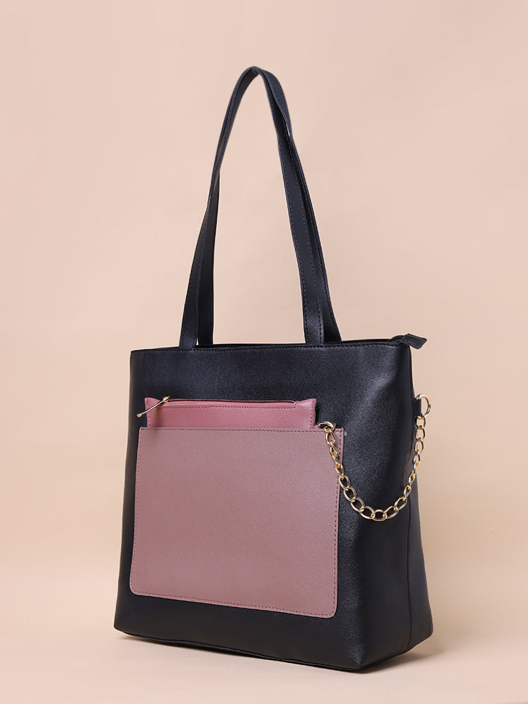 Misbu Black Block Color Tote Bag | MISBU - A Tata Enterprise