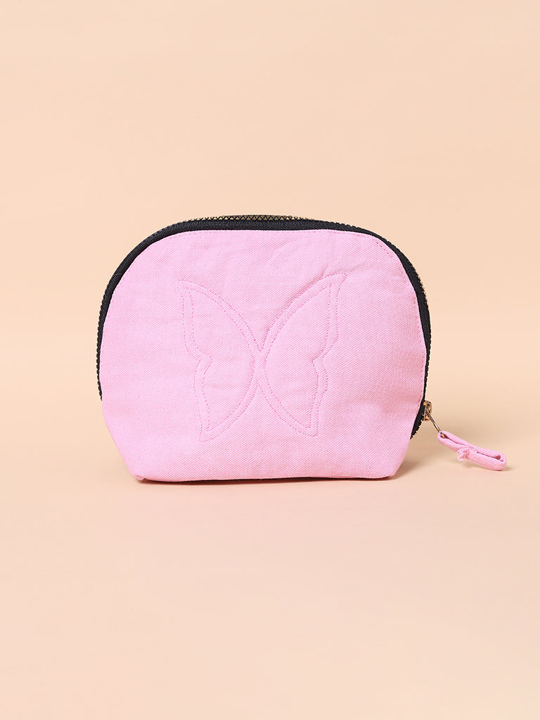 Misbu Vintage Pink Butterfly Design Quilted Pouch