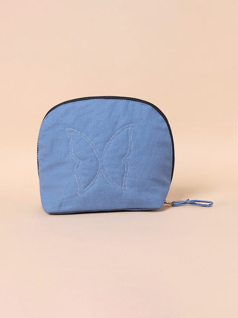 Misbu Atlantic Blue Butterfly Design Quilted Pouch