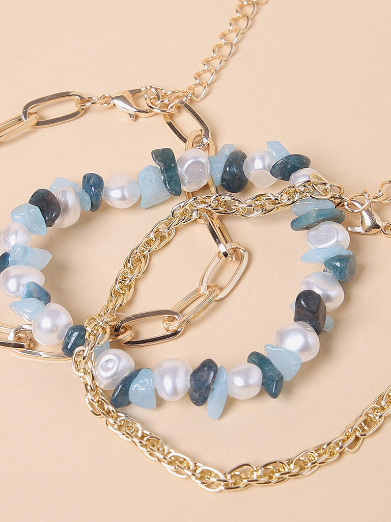 Misbu Blue Stones & Link Chain Bracelet