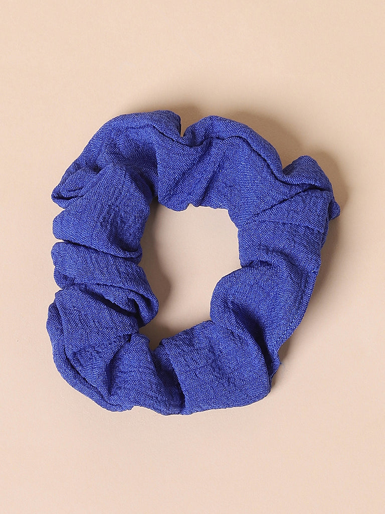 Misbu Blue Floral Scrunchies - Set of 3
