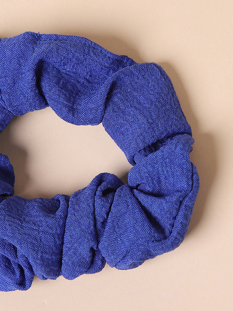 Misbu Blue Floral Scrunchies - Set of 3