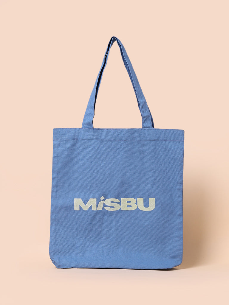 Misbu Blue Canvas Shopper Tote Bag