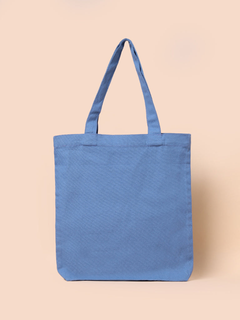 Misbu Blue Canvas Shopper Tote Bag