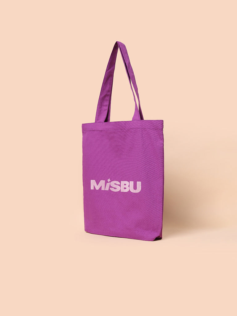 Misbu Purple Canvas Shopper Tote Bag