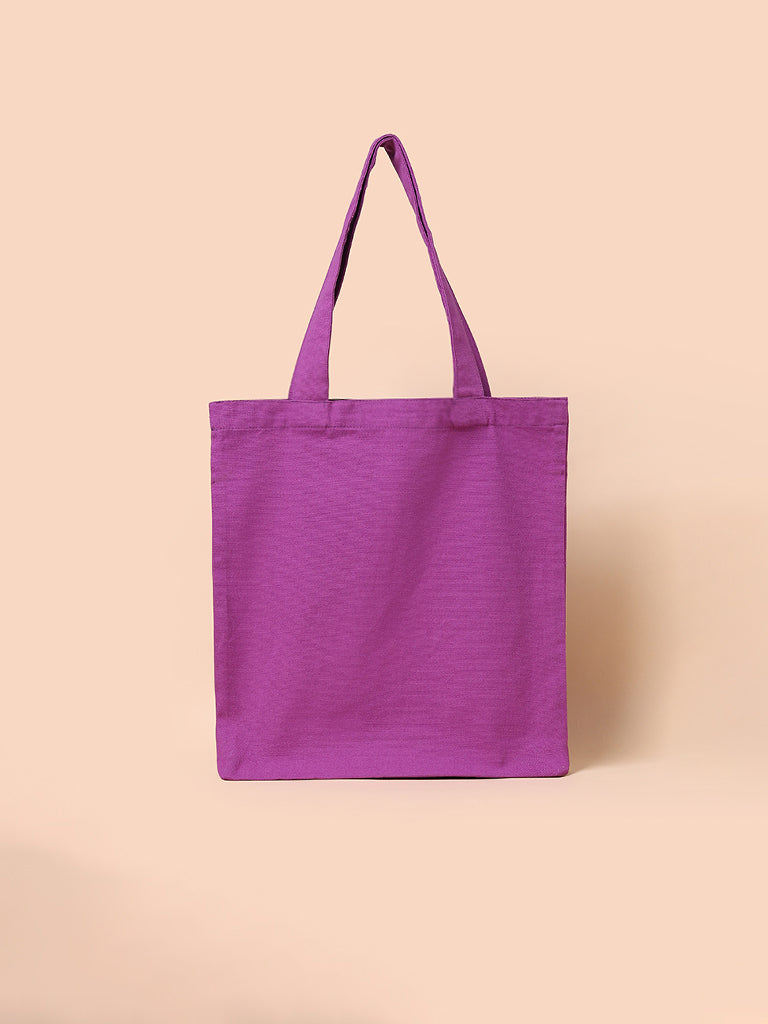 Misbu Purple Canvas Shopper Tote Bag
