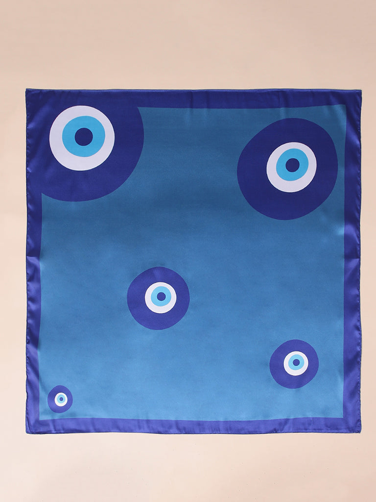 Misbu Blue Evil Eye Print Scarf