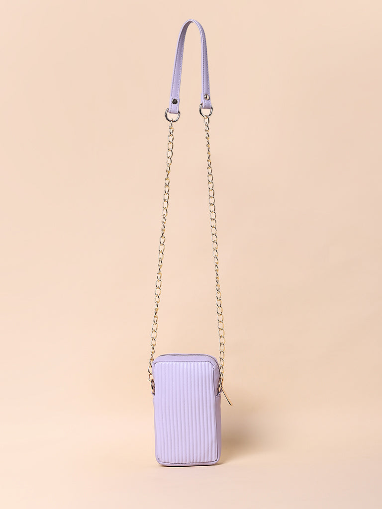 Misbu Lavender Stripe Textured Mobile Sling Bag