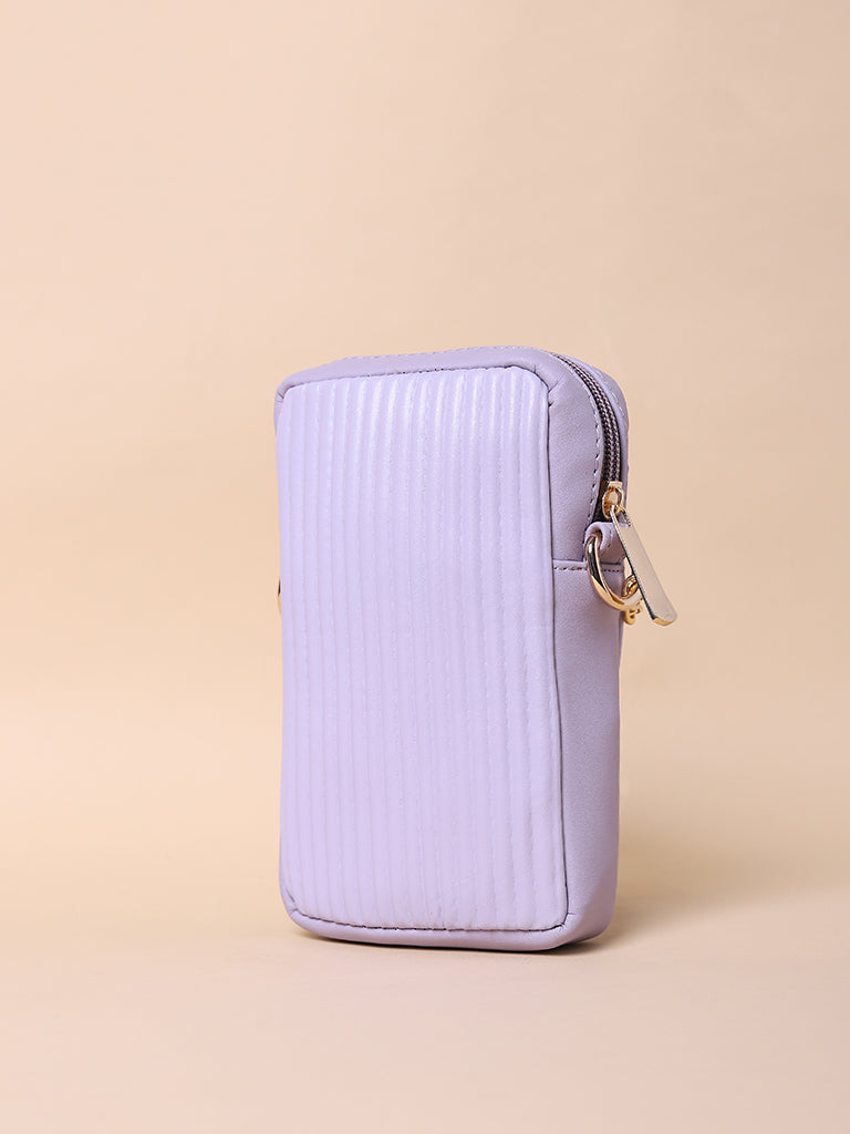 Misbu Lavender Stripe Textured Mobile Sling Bag