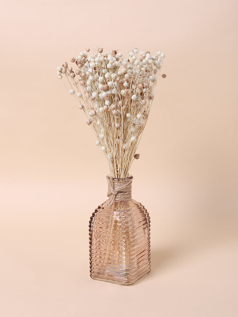 Misbu Beige glass Vase Self Textured with Buds